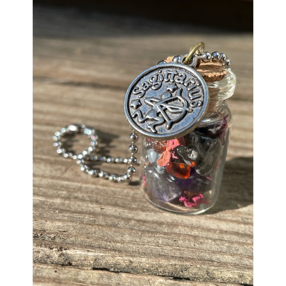 Sagittarius ♐️ Car Charm Bottle | Crystal + Herb Jar | Hand Crafted | Zodiac